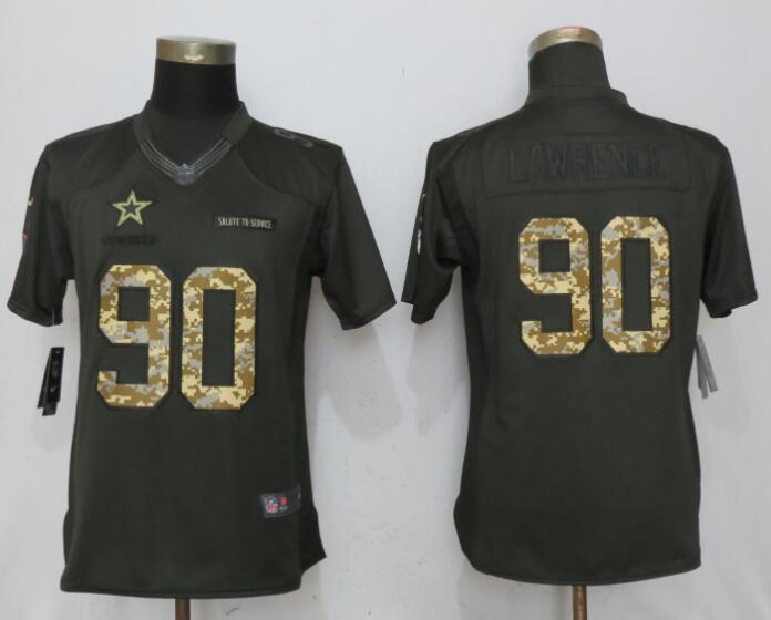 Women Dallas cowboys 90 Lawrence Green Nike Salute To Service Limited Jersey